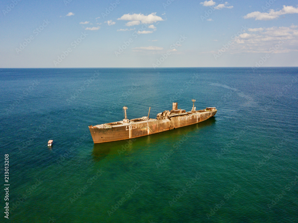Shipwreck Romania MV E Evangelia drone view