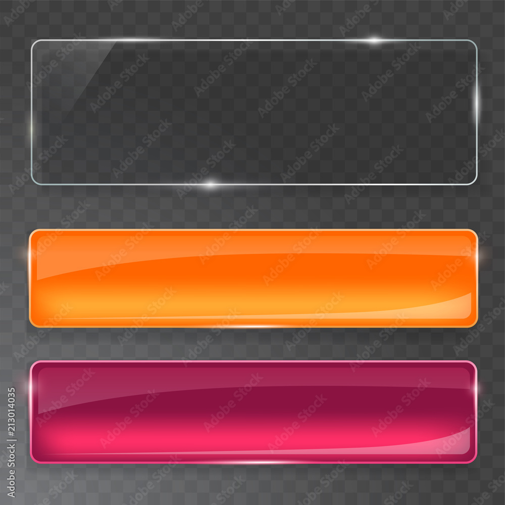 Glass plates set. Vector glass banners on transparent background. Glass plates set. Vector glass banners on transparent background.