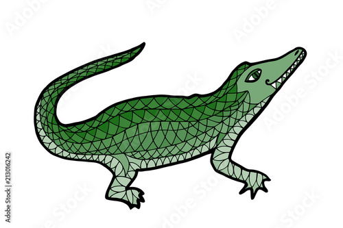Crocodile vector illustration. Alligator zen tangle  zen doodle  zenart  coloring book tatoo