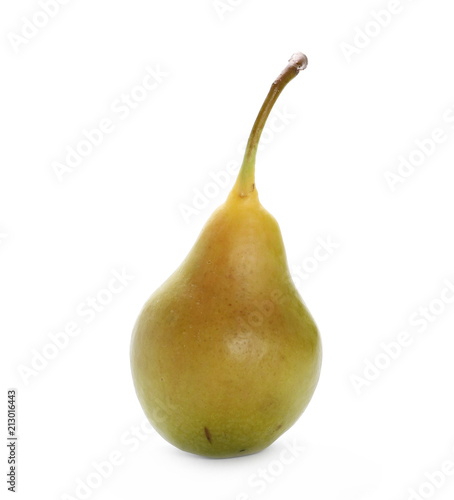 Fresh ripe pears with twig isolated on white background