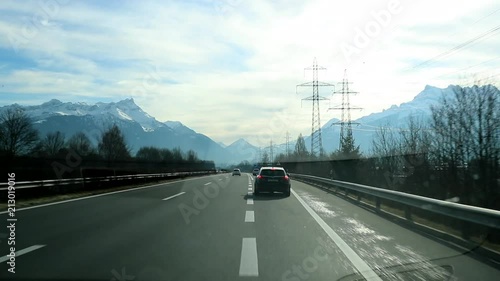 POV od passenger driving on european siwss road photo