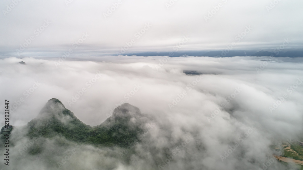 aerial view of beautiful cloudscape after rain