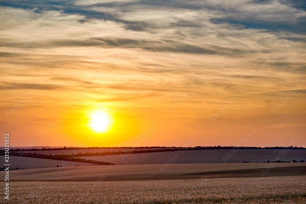 beautiful sunset and sky in the field as background, colorful clouds beautiful sunset and sky in the field as background, colorful clouds