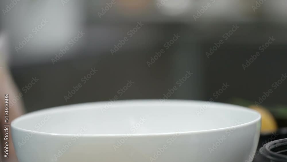 Japanese soup. Preparing ramen with soy sauce based soup. Japanese soup. Preparing ramen with soy sauce based soup.