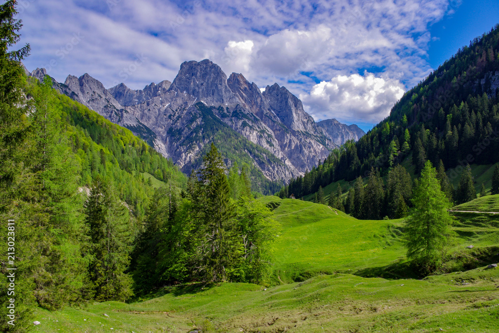 Panorama of mountains in the alps in bavaria 