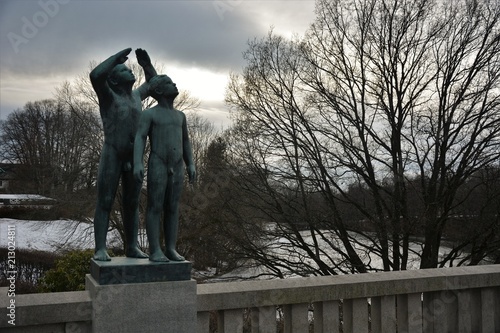 Vigeland Sculpture Park on a breezy winter day