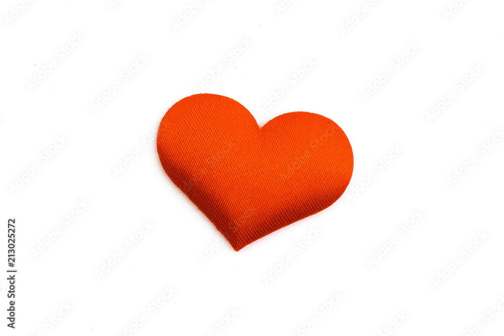Fabric red heart isolated Fabric red heart isolated