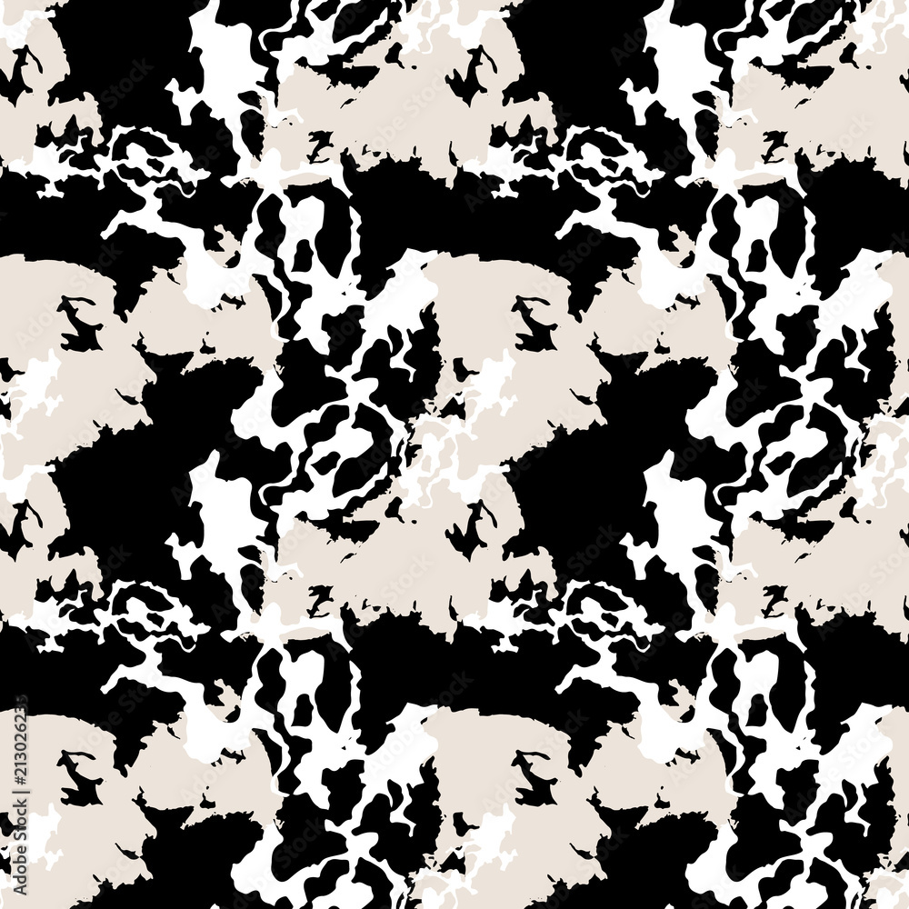 Military camouflage seamless pattern black, beige and white colors Military camouflage seamless pattern black, beige and white colors