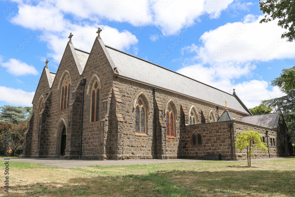 Fototapeta premium The foundation stone of Our Lady of the Rosary Catholic church in Kyneton was laid on September 20, 1857