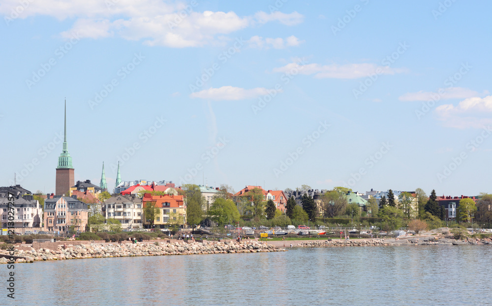 Fototapeta premium View from the shore of Munkkisaari district in Helsinki