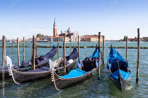 Gondolas in Grand Channel, Venice, Italy photo