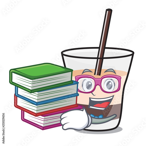 Student with book white russian mascot cartoon