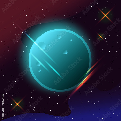 Planets in outer space. Abstract imaginary planets for design card, scientific conference invitation, school education wallpaper, t shirt, bag print, modern workshop advertising, shop sale poster etc.