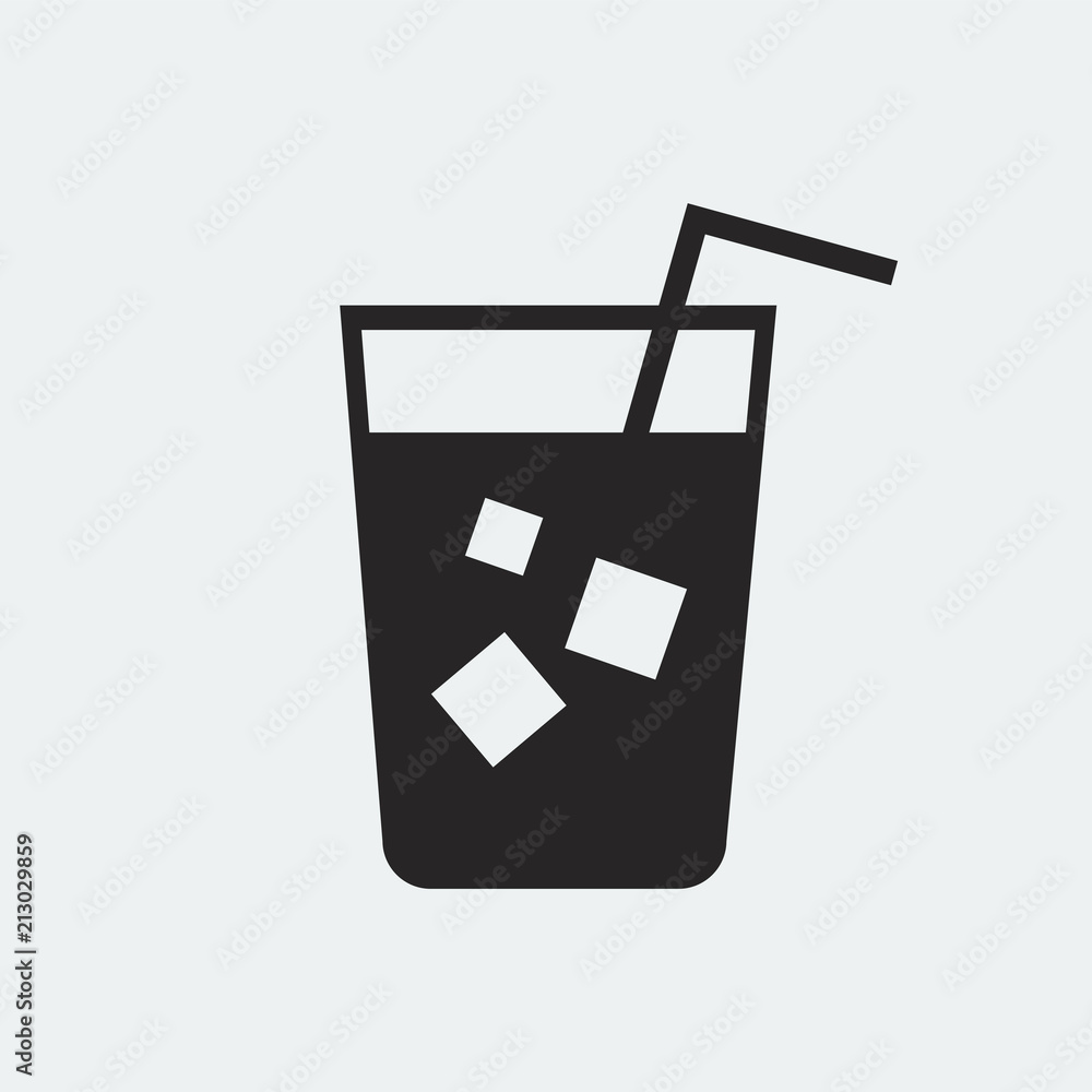 Refreshing cold drink with a straw illustration Refreshing cold drink with a straw illustration