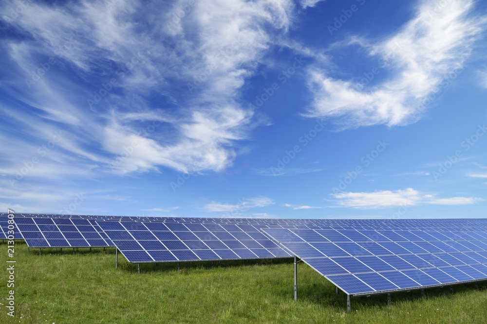 Solar panels on a solar farm, United Kingdom, Europe Solar panels on a solar farm, United Kingdom, Europe