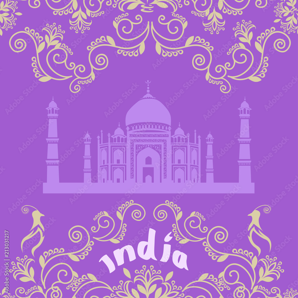 Card with Indian ornament