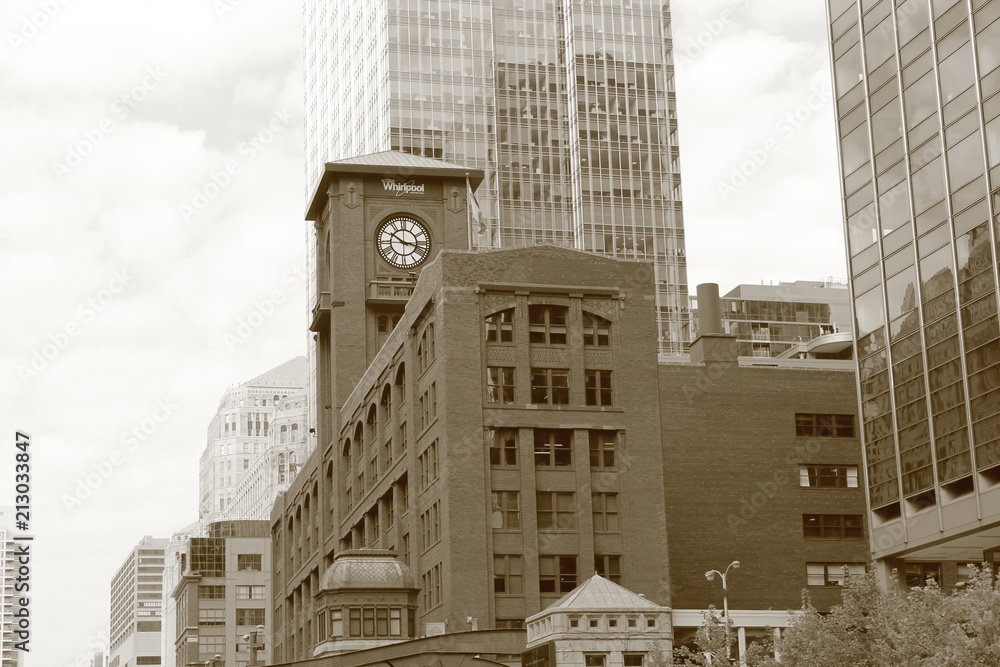 Obraz premium Building view, skyline, from river