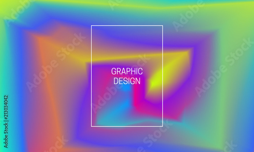 Vector blurred holographic background. Gradient flash cover design. Bright iridescent backdrop.
