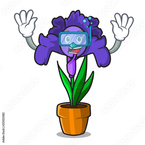 Diving iris flower character cartoon photo