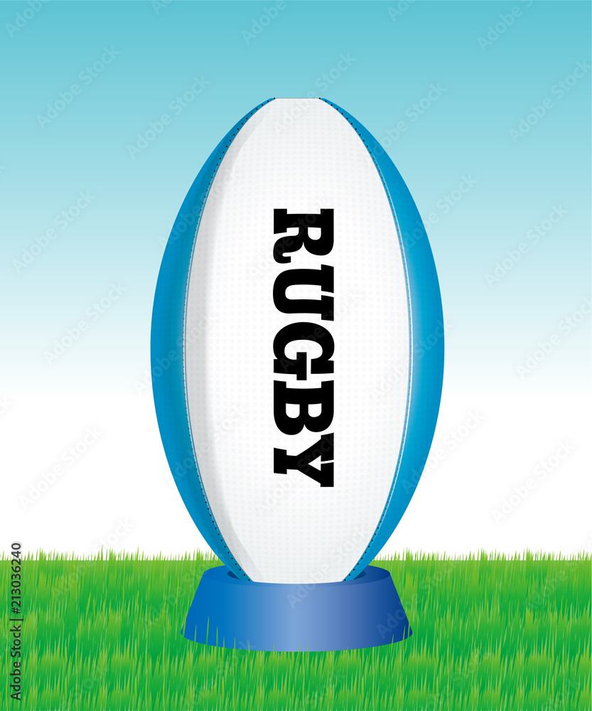 芝生に置かれたラグビーボール 公式球白ベース ラグビーのボールのイラスト 縦 Stock Vector Adobe Stock