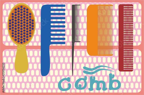 comb illustration vector with different size depend on hair type