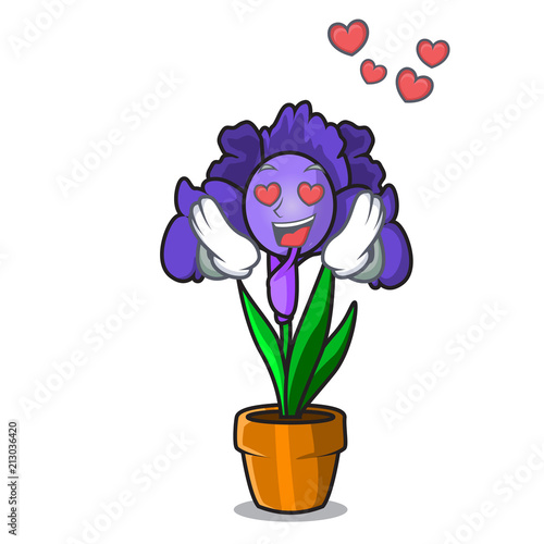 In love iris flower mascot cartoon photo