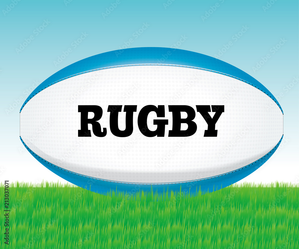 芝生に置かれたラグビーボール 公式球白ベース ラグビーのボールのイラスト 縦 Rugby Ball Stock Vektorgrafik Adobe Stock