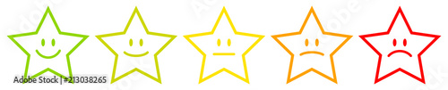 5 Mood Faces Stars Color Outline