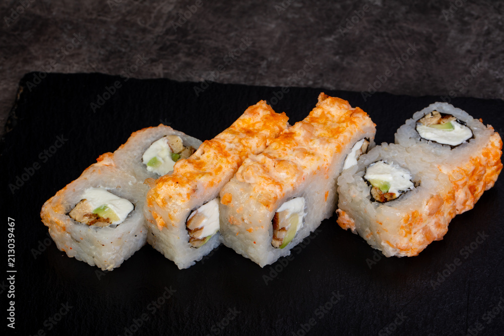 Japanese roll with salmon Japanese roll with salmon