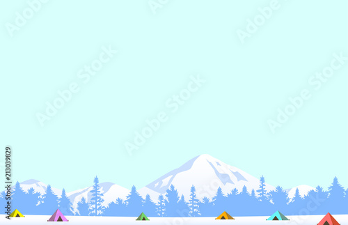 キャンプ　冬　森背景