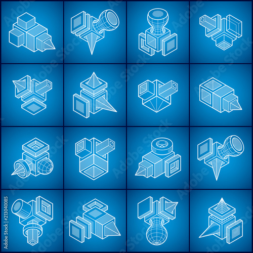 Engineering constructions collection, abstract vectors set.