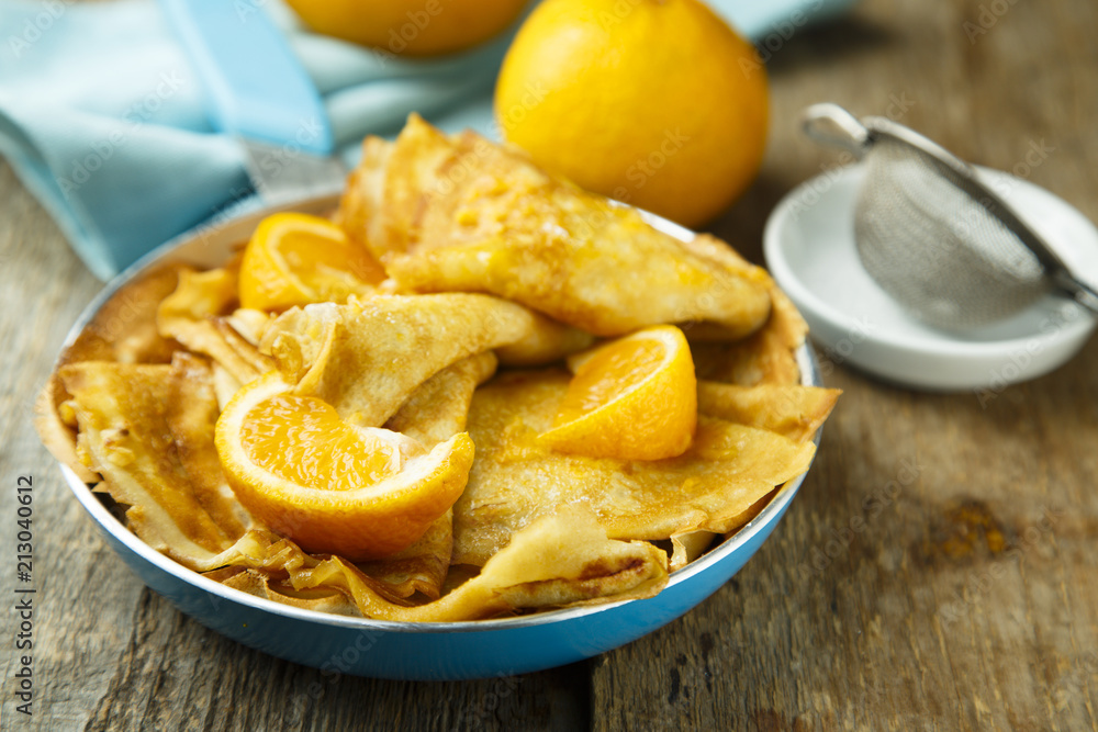 Pancakes with orange, or Crepes Suzette Pancakes with orange, or Crepes Suzette