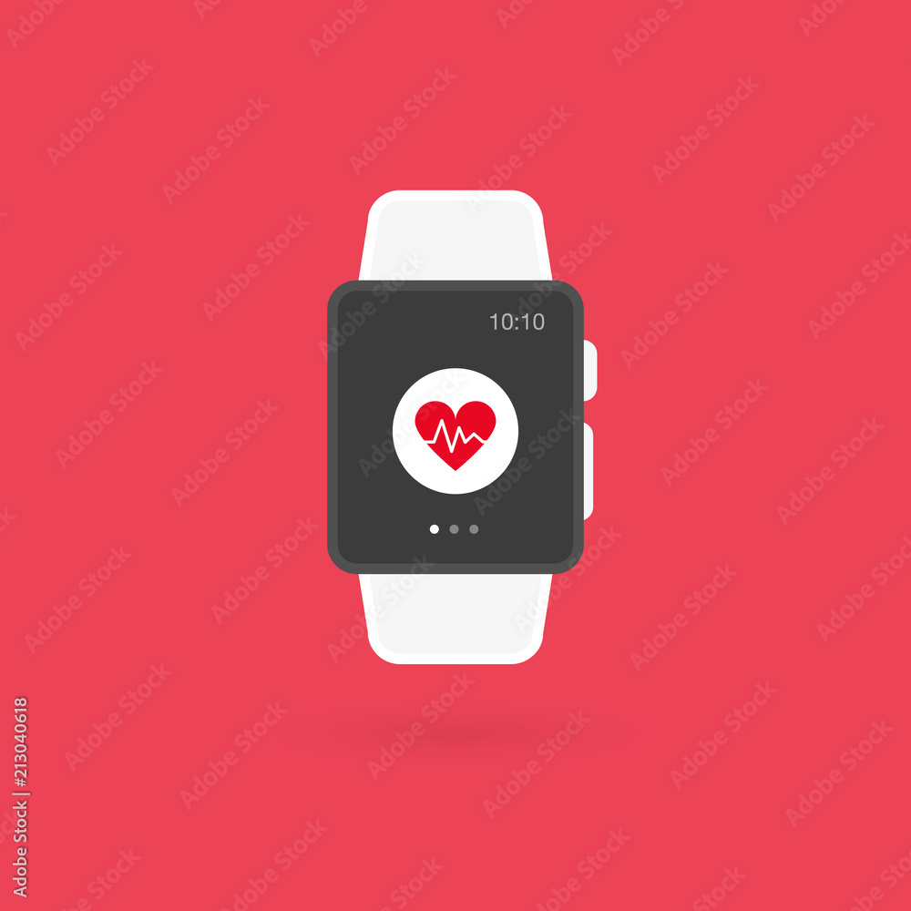 Smart watch isolated. Heartbeat icon. Vector illustration, flat design Smart watch isolated. Heartbeat icon. Vector illustration, flat design