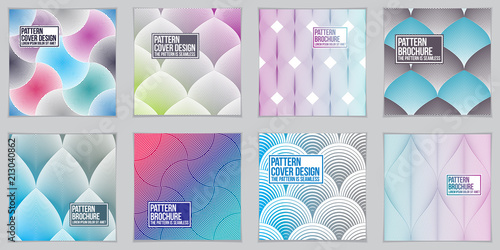 Design templates for flyers, booklets, greeting cards, invitations and advertisings. Geometric line patterns vector abstract advertising art set. Minimalistic brochure design.