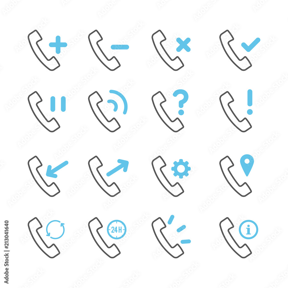 Retro telephone receiver icon set. Concept of incoming, outgoing, service, support, contact, ringing, information. Handset sign for logo, app, web, UI design. Vector illustration, flat design Retro telephone receiver icon set. Concept of incoming, outgoing, service, support, contact, ringing, information. Handset sign for logo, app, web, UI design. Vector illustration, flat design