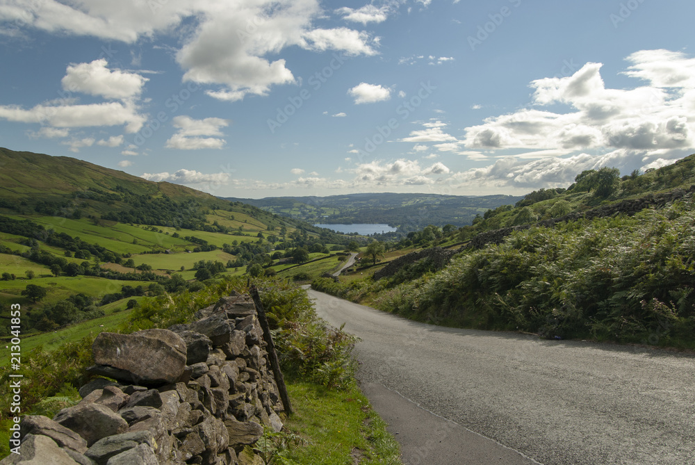 View from near Rydal back down to Lake Windermere, Cumbria, UK