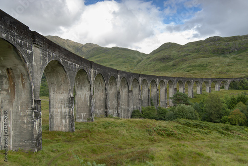 Late summer view of Glenfinnan Viaduct near Fort William  Scotland