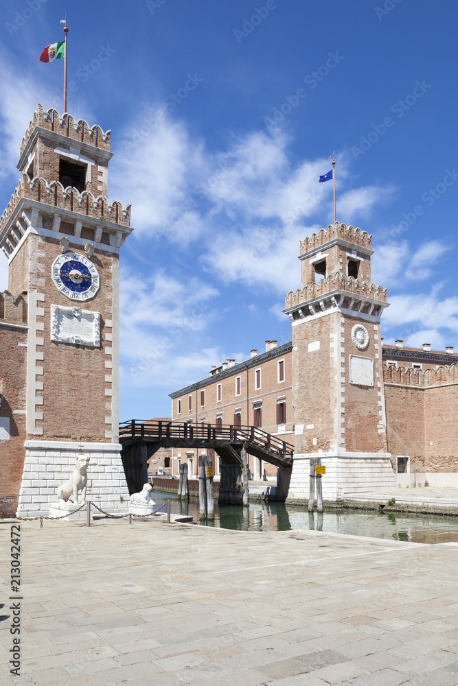 Renaissance gate entrance to Arsenale, Venice, Veneto, Italy