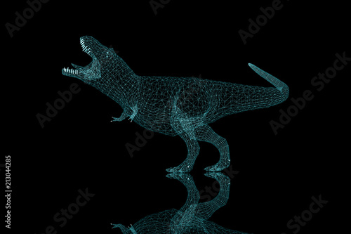 Wireframe T Rex Dinosaur 3D Render © ThorstenSchmitt