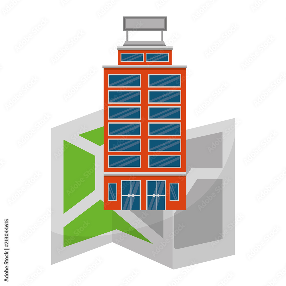 hotel building on navigation map location vector illustration hotel building on navigation map location vector illustration