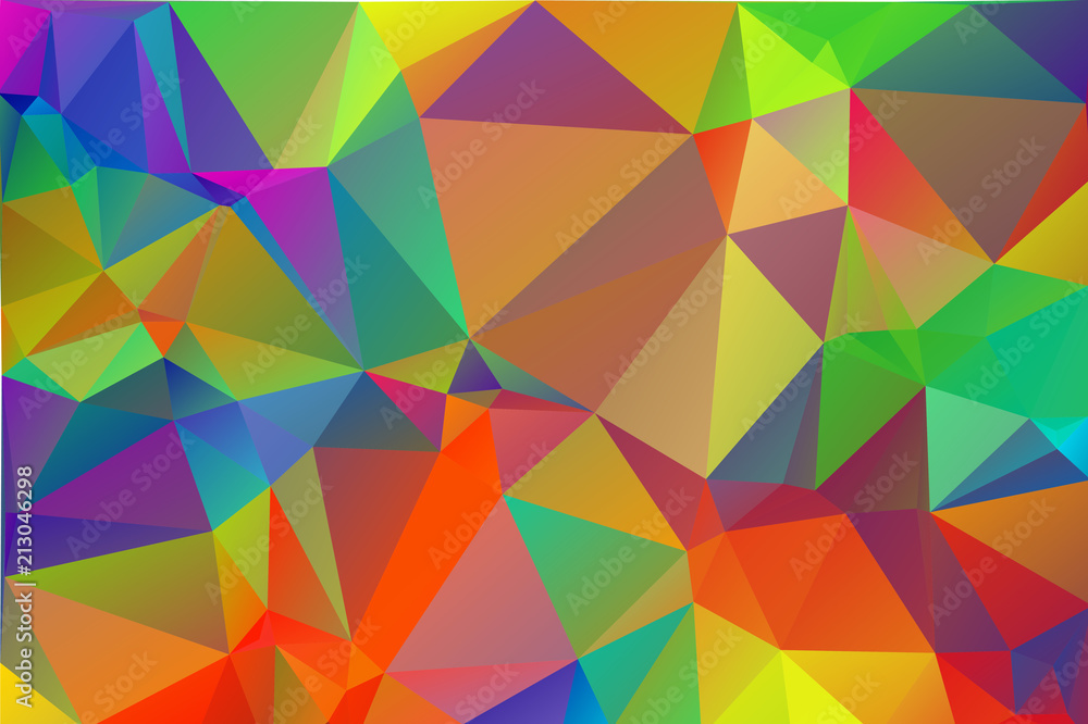 Multicolor rainbow abstract background of triangles, all the colors of the rainbow