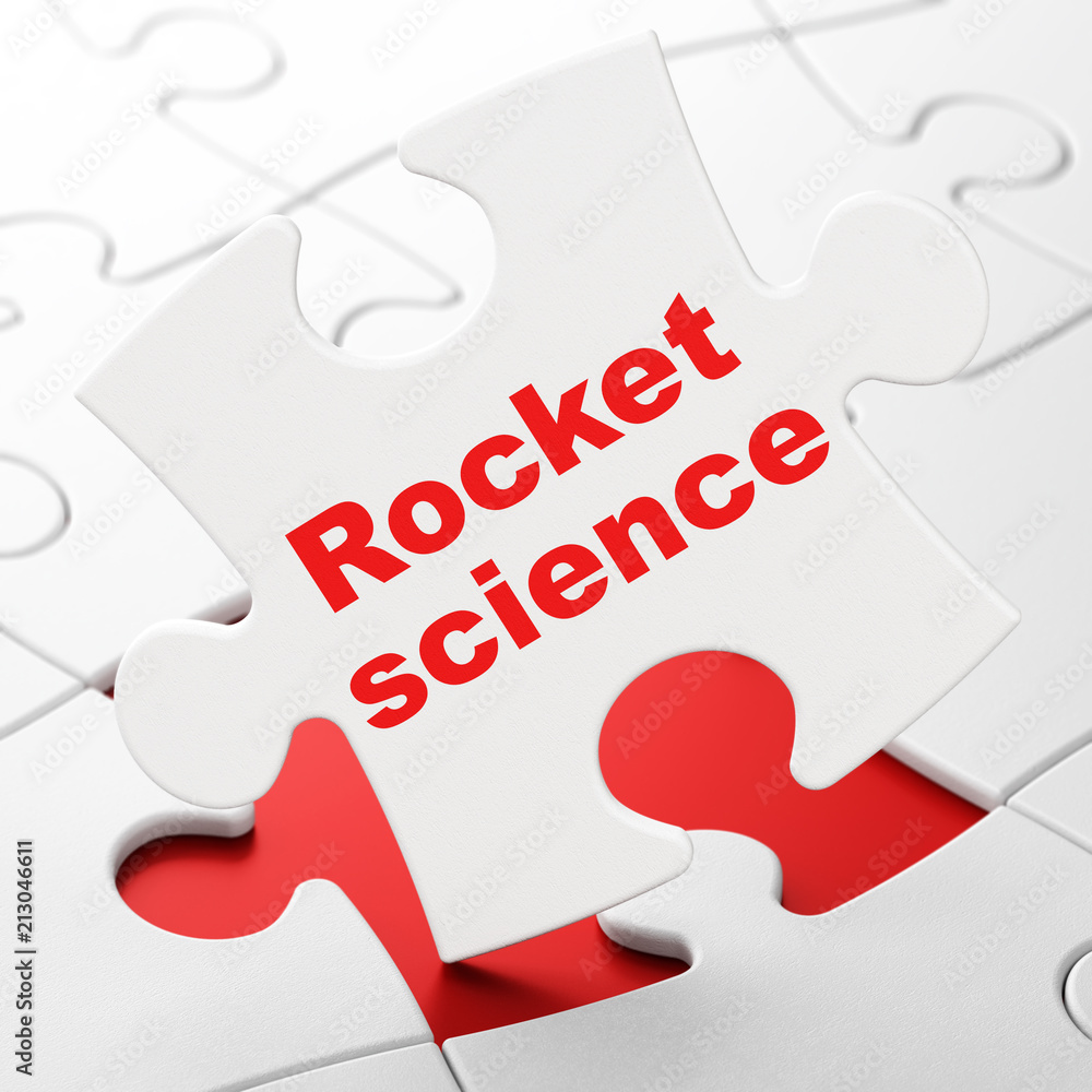 Science concept: Rocket Science on White puzzle pieces background, 3D rendering Science concept: Rocket Science on White puzzle pieces background, 3D rendering
