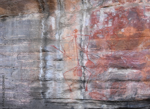 Ubirr, Australia - Jun 15, 2018. Aboriginal Art on the rock. Ubirr East Alligator region of Kakadu National Park in the Northern Territory Australia known for Aboriginal rock art. photo