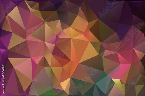 Bright fiery background of multicolored triangles. Hot, summer gradient background