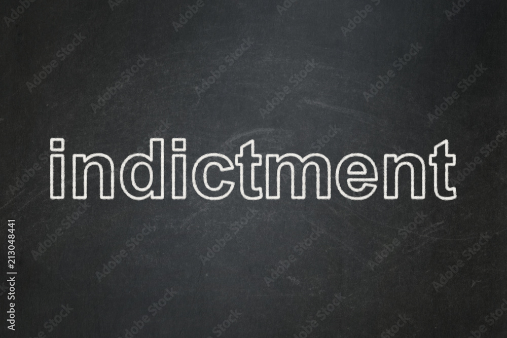 Law concept: text Indictment on Black chalkboard background Law concept: text Indictment on Black chalkboard background