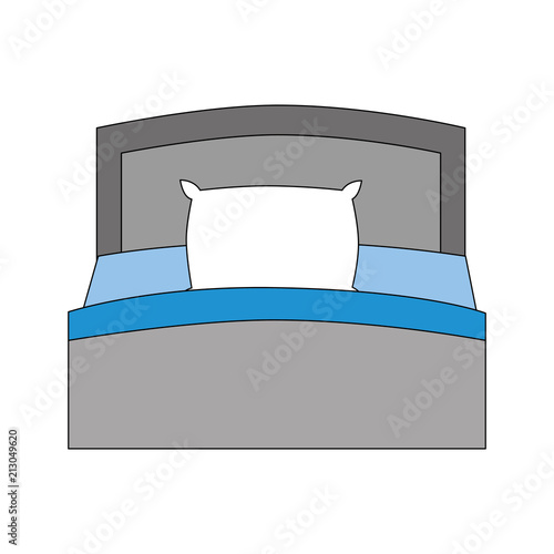 wooden bed pillow and blanket front view