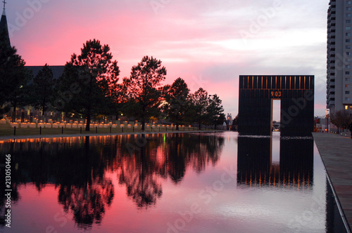 Sunset over Oklahoma City memorial photo