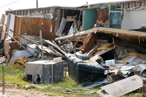 Destroyed house after hurricane landfall in Louisiana