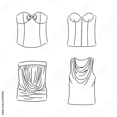 Hand drawn set with women's clothes. Vector illustration for backgrounds, textile prints, web and graphic design