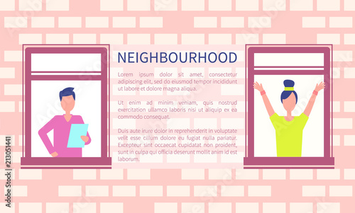 Neighbourhood Poster Copy Space Text Brick Wall